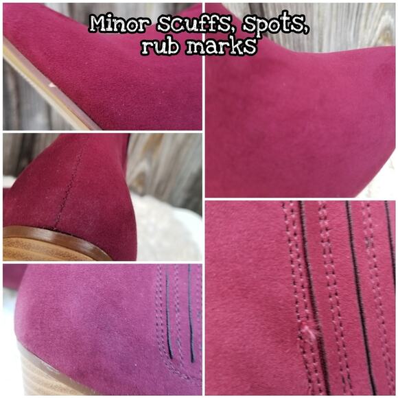 Red Heeled Bootie JustFab Misha Size 8.5 Burgundy Wine Ankle Boot EUC - Picture 8 of 13